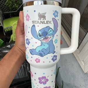 Stanley White and Blue Tumbler with Stitch Design
